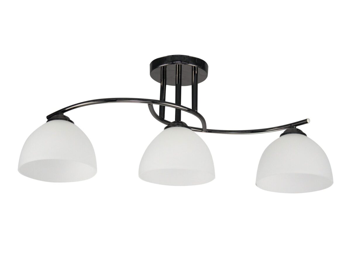Lampa sufitowa Camelona 3-punktowa czarna z białymi kloszami