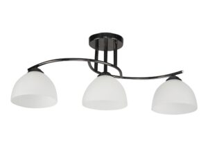 Miniaturka 2 - Lampa sufitowa Camelona czarna z trzema białymi szklanymi kloszami