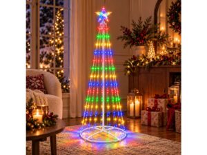 Miniaturka 1 - Choinka LED 180 cm biała świecąca wielokolorowo RGB we wnętrzu
