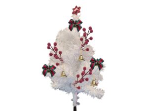 Miniaturka 3 - Choinka LED biała 75 cm – dekoracyjne gałązki, kokardy i lampki