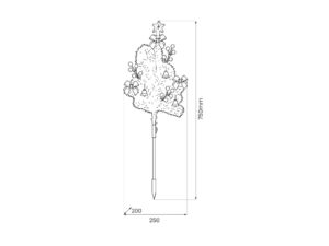 Miniaturka 6 - Choinka LED 75 cm – rysunek wysokości i szerokości dekoracji