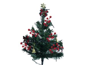 Miniaturka 2 - Choinka LED zielona 75 cm – czerwone jagody, kokardy i lampki