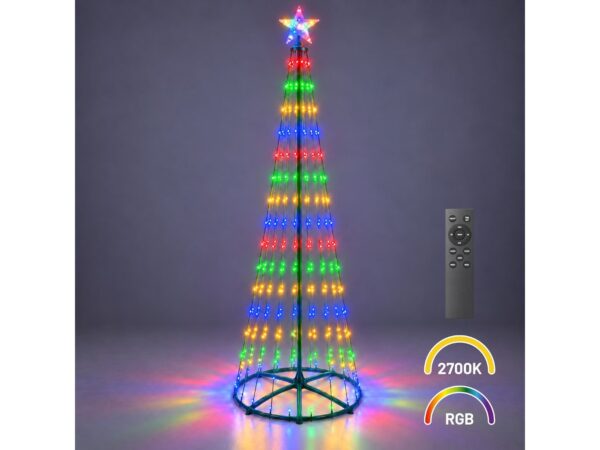 Choinka świetlna LED RGB 250 cm na zielonym stelażu