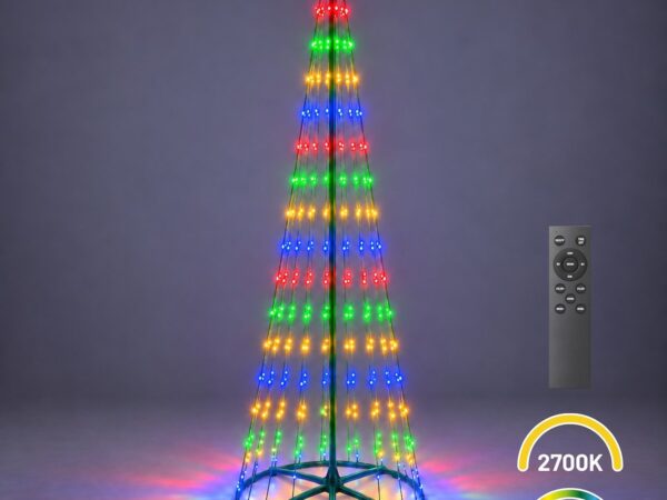 Choinka świetlna LED RGB 250 cm na zielonym stelażu