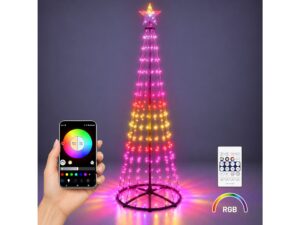 Miniaturka 1 - Świecąca choinka LED RGB 180 cm ze sterowaniem aplikacją i pilotem