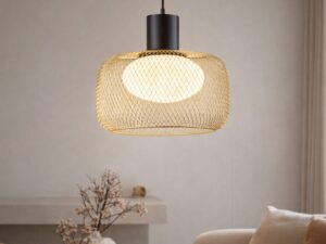 Miniaturka 1 - Lampa wisząca Coretino czarno-złota zawieszona nad stołem