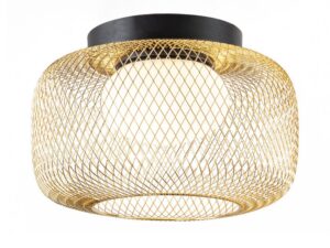 Miniaturka 4 - Lampa sufitowa Coretino z czarno-złotą konstrukcją i białym szklanym kloszem GX53