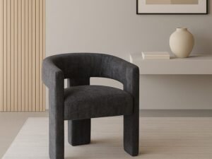 Miniaturka 5 - Czarne krzesło szenilowe Edinburgh – główne ujęcie w aranżacji