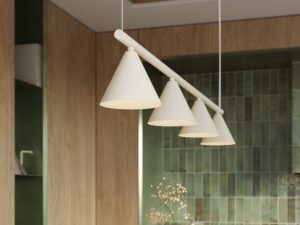Miniaturka 115 - Czteropunktowy żyrandol Sorvella 122 cm beżowy we wnętrzu – zbliżenie