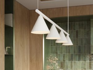 Miniaturka 129 - Czteropunktowy żyrandol Sorvella 122 cm biały we wnętrzu – zbliżenie