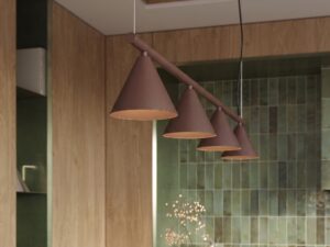 Miniaturka 68 - Czteropunktowy żyrandol Sorvella 122 cm brązowy we wnętrzu – zbliżenie