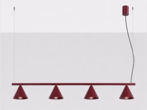 Miniaturka 107 - Czteropunktowy żyrandol Sorvella 122 cm burgund na jasnym tle