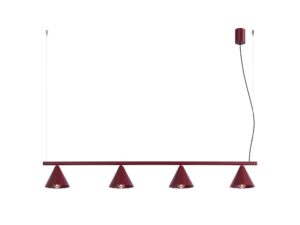 Miniaturka 106 - Czteropunktowy żyrandol Sorvella 122 cm burgund na białym tle