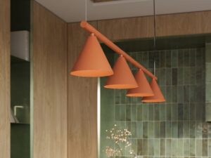 Miniaturka 35 - Czteropunktowy żyrandol Sorvella 122 cm ochra czerwona we wnętrzu – zbliżenie