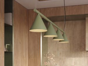 Miniaturka 92 - Czteropunktowy żyrandol Sorvella 122 cm szałwiowy we wnętrzu – zbliżenie