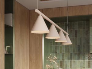 Miniaturka 16 - Czteropunktowy żyrandol Sorvella 122 cm taupe we wnętrzu – zbliżenie