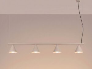 Miniaturka 8 - Czteropunktowy żyrandol Sorvella 122 cm taupe z włączonym światłem