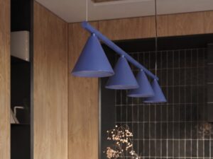 Miniaturka 121 - Czteropunktowy żyrandol Sorvella 122 cm ultramaryna we wnętrzu – zbliżenie