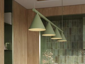 Miniaturka 27 - Czteropunktowy żyrandol Sorvella 122 cm zielony oliwkowy we wnętrzu – zbliżenie