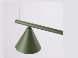 Miniaturka 22 - Czteropunktowy żyrandol Sorvella 122 cm zielony oliwkowy – detal stożkowego klosza