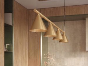 Miniaturka 43 - Czteropunktowy żyrandol Sorvella 122 cm złoty we wnętrzu – zbliżenie