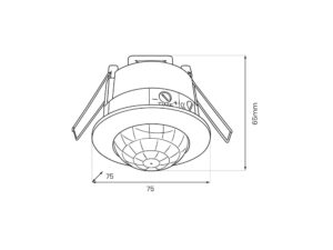 Miniaturka 2 - Czujnik sufitowy PIR 360° – rysunek wymiarów 75 na 65 mm