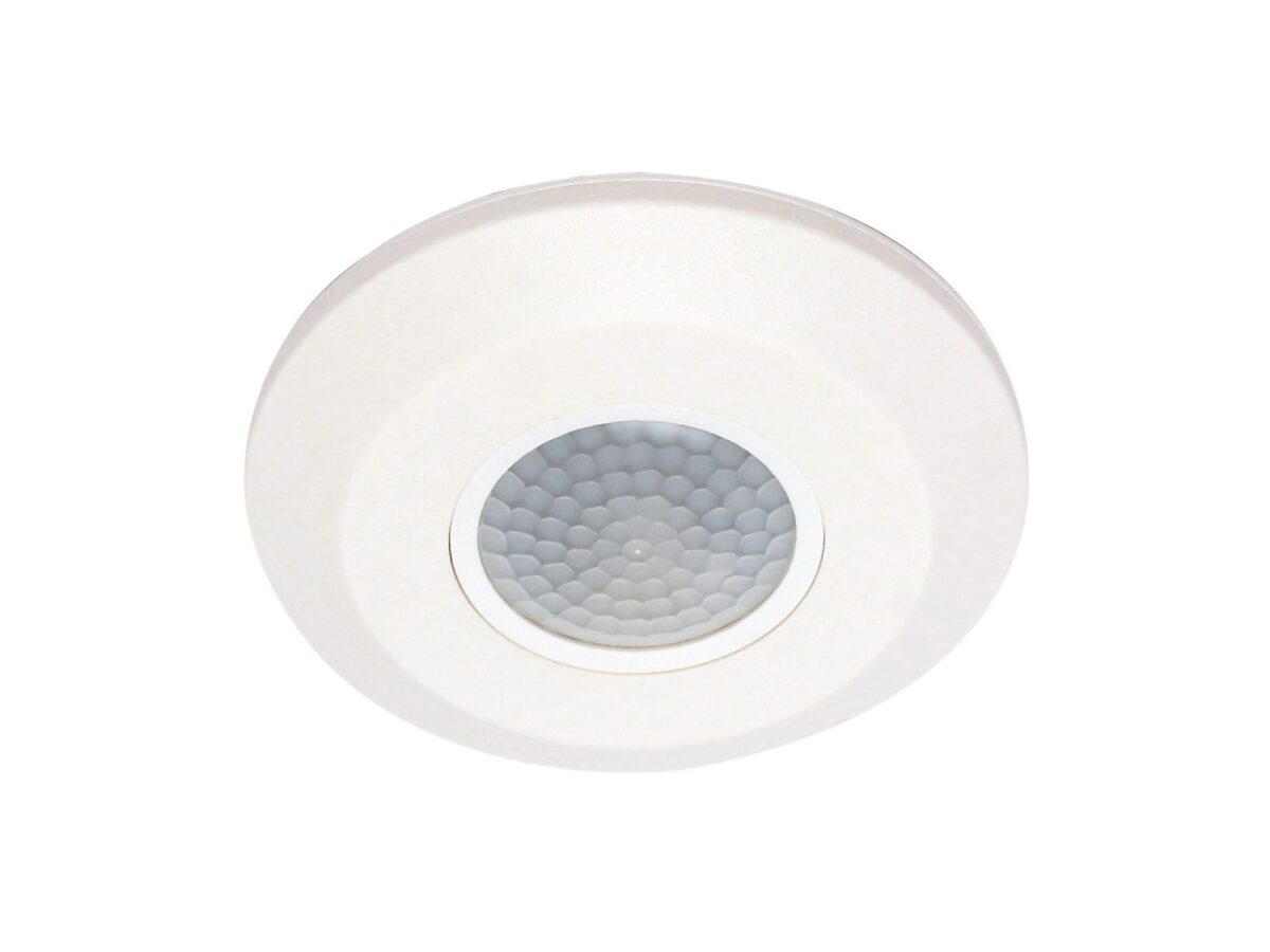 Czujnik ruchu i zmierzchu PIR natynkowy płaski 360° Ø110 mm IP20 biały