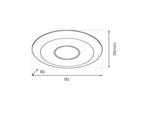 Miniaturka 3 - Czujnik PIR sufitowy – schemat 110 mm średnicy i 25 mm wysokości