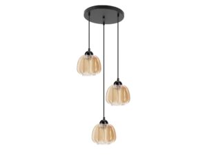 Miniaturka 2 - Czarna lampa wisząca Dalamano z bursztynowym szklanym kloszem