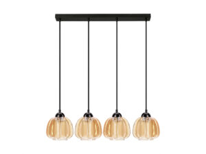 Miniaturka 3 - Lampa wisząca Dalamano z czterema bursztynowymi szklanymi kloszami