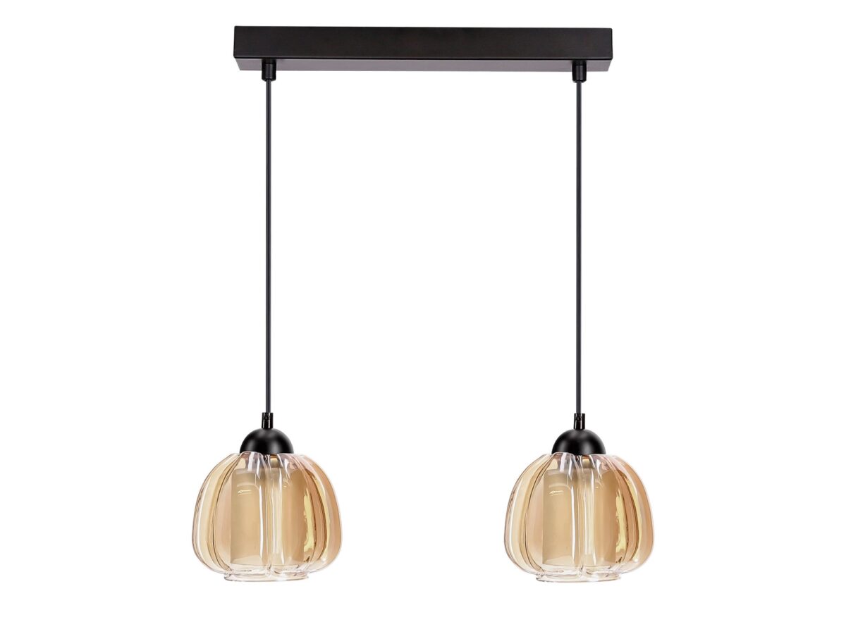 Lampa wisząca dwupunktowa Dalamano czarna 37 cm z kloszami szklanymi