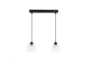 Miniaturka 1 - Lampa wisząca Dalamano z dwoma przezroczystymi kloszami szklanymi na czarnych zwisach