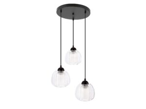 Miniaturka 2 - Czarna lampa wisząca Dalamano z trzema przezroczystymi szklanymi kloszami