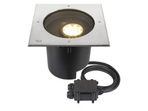 Miniaturka 4 - Kwadratowa oprawa gruntowa Dasar XL LED, stal nierdzewna i czerń, zdjęcie produktowe