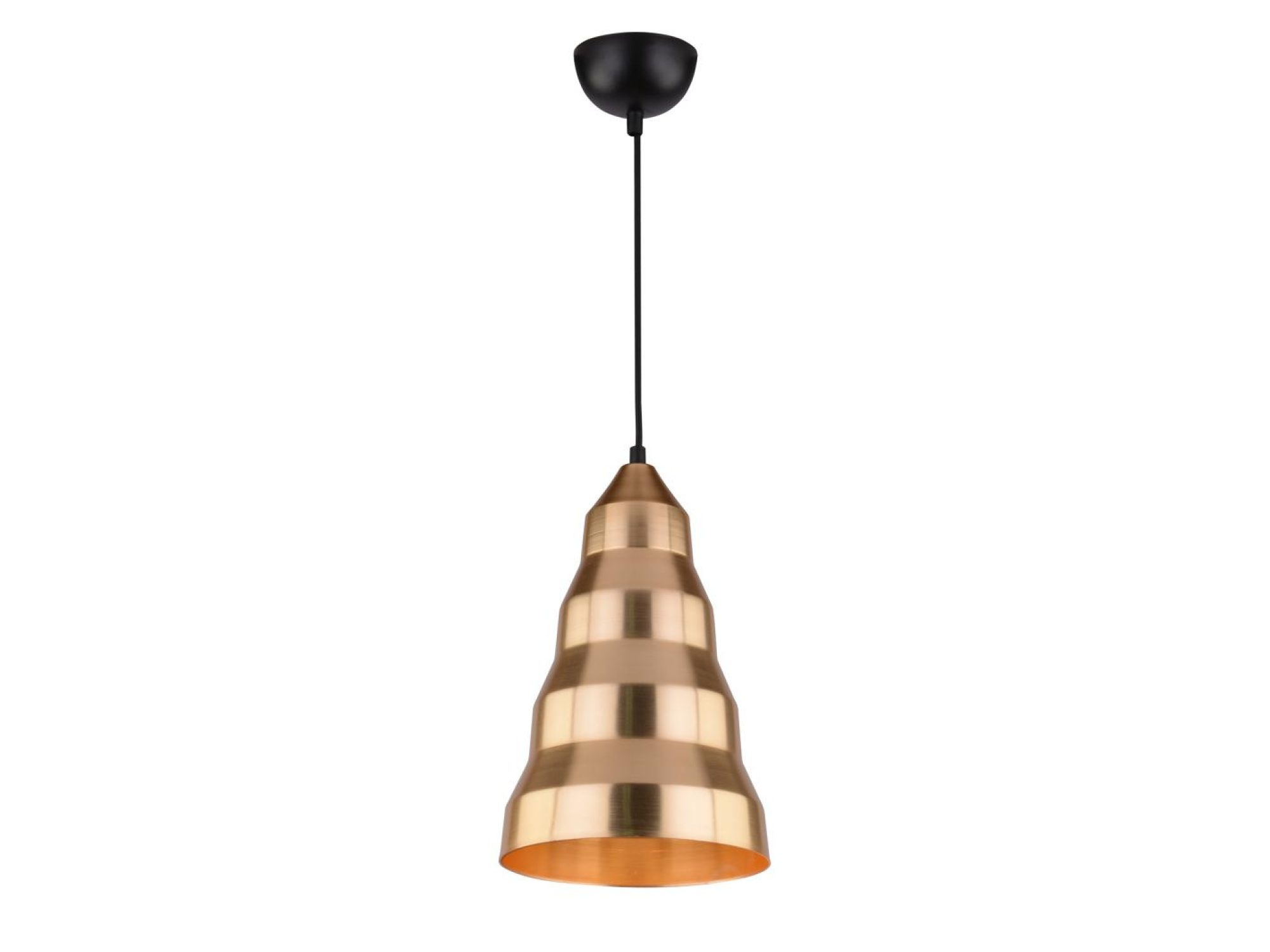 Złota lampa wisząca Davalia z kaskadowymi aluminiowymi pasami na kloszu