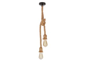 Miniaturka 2 - Lampa wisząca Davarela dwa beżowe sznury konopne i czarna podsufitka