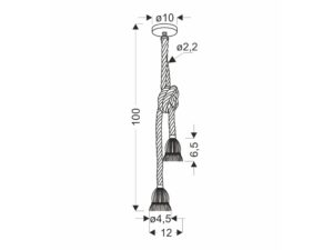 Miniaturka 1 - Lampa wisząca Davarela schemat wymiarów zwis 100 cm, dwie oprawki