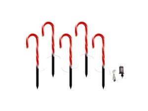 Miniaturka 6 - Zestaw 5 biało-czerwonych lasek cukrowych LED 70 cm na białym tle