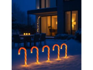 Miniaturka 3 - Dekoracyjne laski cukrowe LED w zimowej aranżacji ogrodu