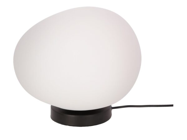 Lampa stołowa Delado z białym kloszem i czarną podstawą