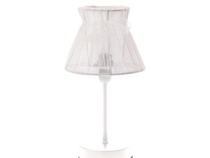 Miniaturka 1 - Lampka stołowa Delosano biała podstawa i abażur z organzy z kokardą