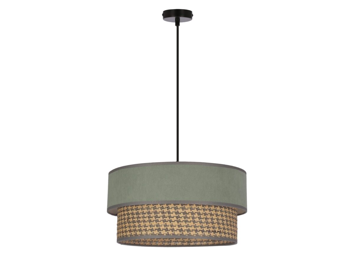 Lampa wisząca Delotena 1×E27 – miętowo-szarobeżowy abażur