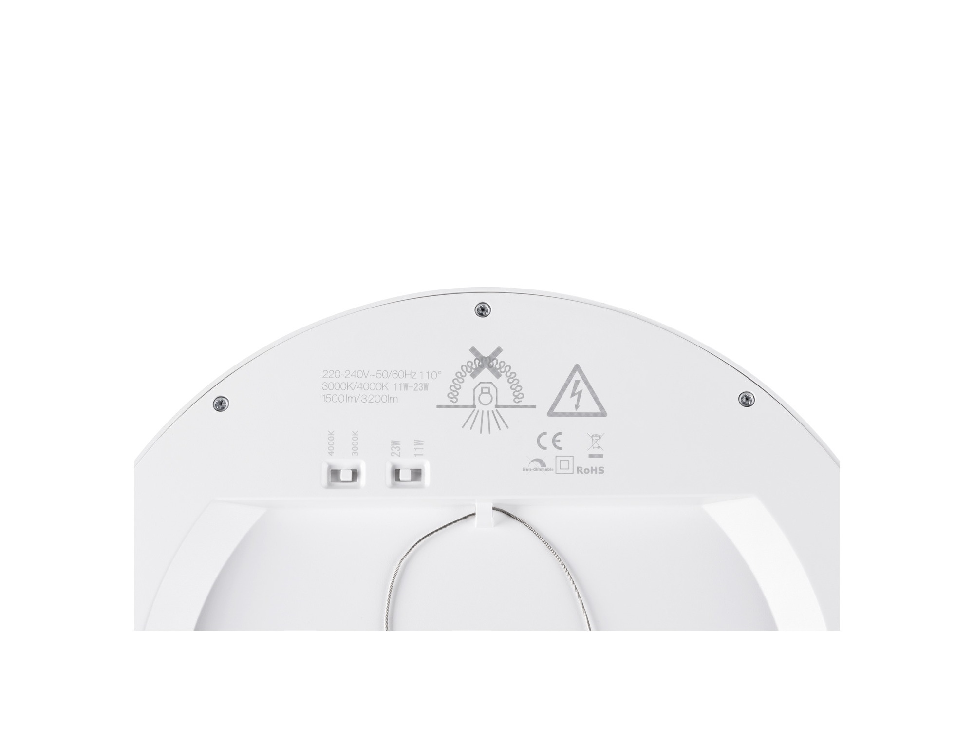 Downlight Vario 290 – przełączniki do ustawiania CCT i intensywności