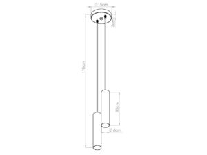 Miniaturka 5 - Wymiary – Dwupunktowa lampa wisząca Vireza 118 cm
