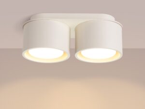 Miniaturka 90 - Dwupunktowy plafon Modessa 21 cm beżowy z włączonym światłem