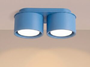 Miniaturka 13 - Dwupunktowy plafon Modessa 21 cm błękitny z włączonym światłem