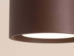 Miniaturka 21 - Dwupunktowy plafon Modessa 21 cm brązowy – świecący klosz z bliska