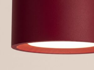 Miniaturka 70 - Dwupunktowy plafon Modessa 21 cm burgund – świecący klosz z bliska