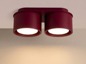 Miniaturka 69 - Dwupunktowy plafon Modessa 21 cm burgund z włączonym światłem