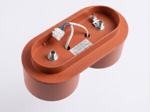 Miniaturka 80 - Dwupunktowy plafon Modessa 21 cm ochra czerwona – podstawa montażowa z przewodem